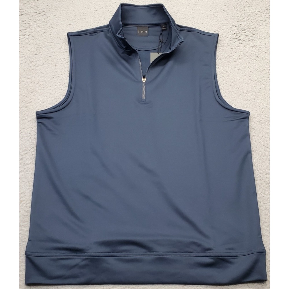 Dunning Golf Vest‎ Mens M Blue Performance Stretch Sleeveless 1/4 Zip D7F21V956